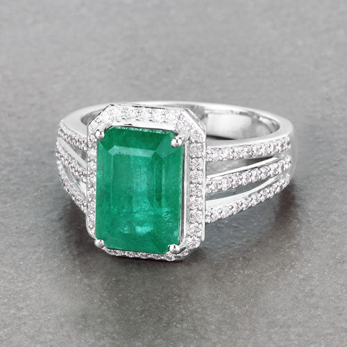 Igi Certified 4.61 Carat Emerald 14K White Gold Ring