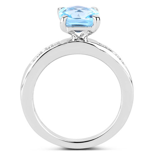 Blue Topaz & Topaz Sterling Silver Ring (2.71 ct)