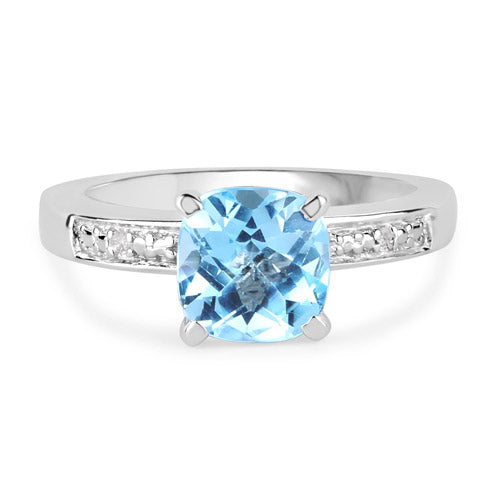Blue Topaz & Topaz Sterling Silver Ring (2.71 ct)