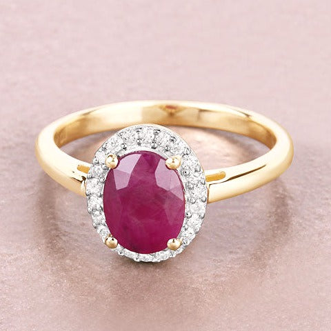 Ruby 10K Yellow Gold Ring Style D