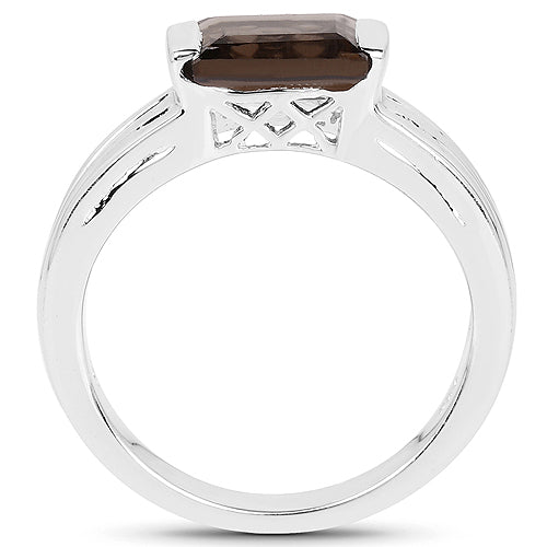 Smoky Quartz Sterling Silver Ring (1.62 ct)