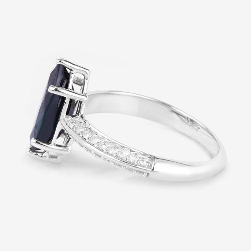 Blue Sapphire 10K White Gold Ring Style I