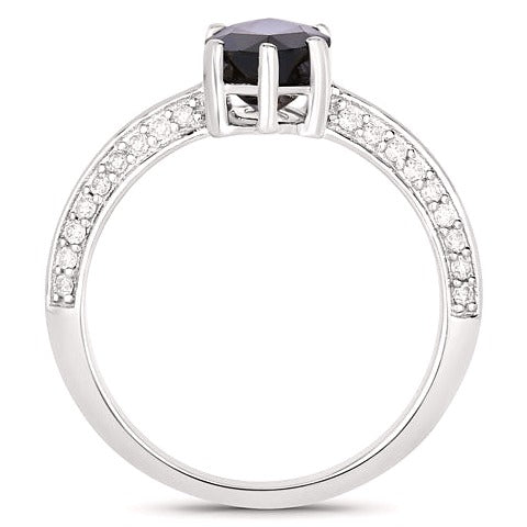 Blue Sapphire 10K White Gold Ring Style I