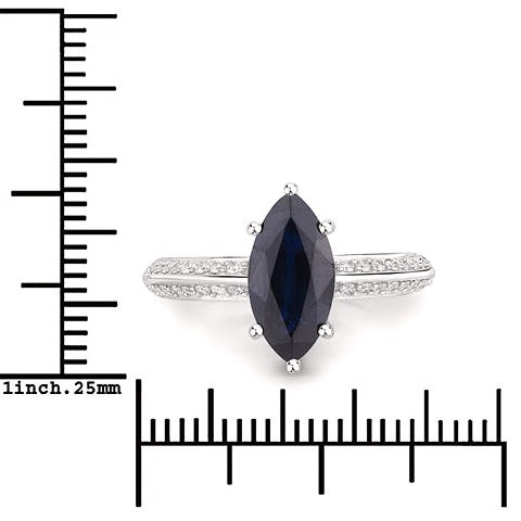Blue Sapphire 10K White Gold Ring Style I