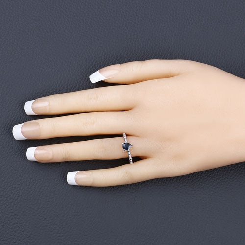 Blue Sapphire 14K White Gold Ring (0.50 ct)