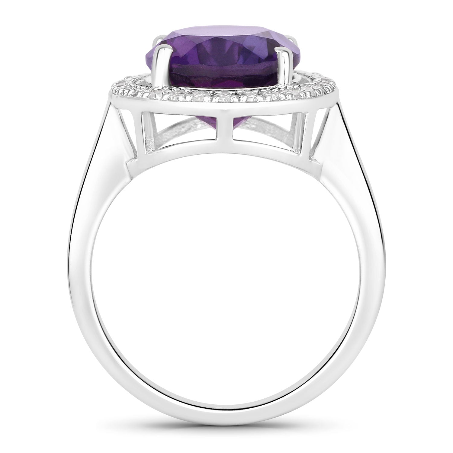 Amethyst & Diamond Sterling Silver Ring (4.08 ct) - view1