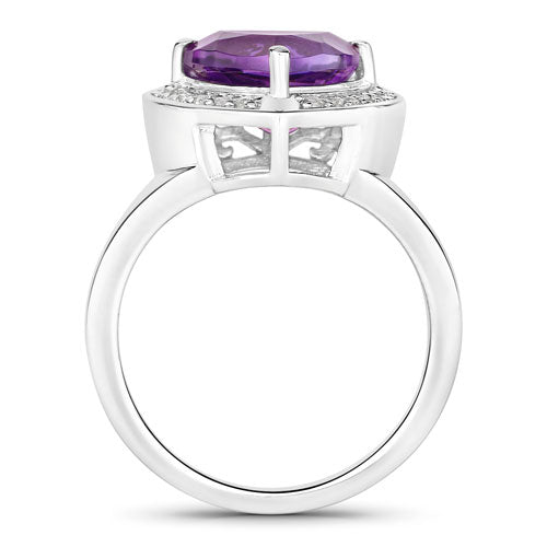 Amethyst & Diamond Sterling Silver Ring (2.91 ct)
