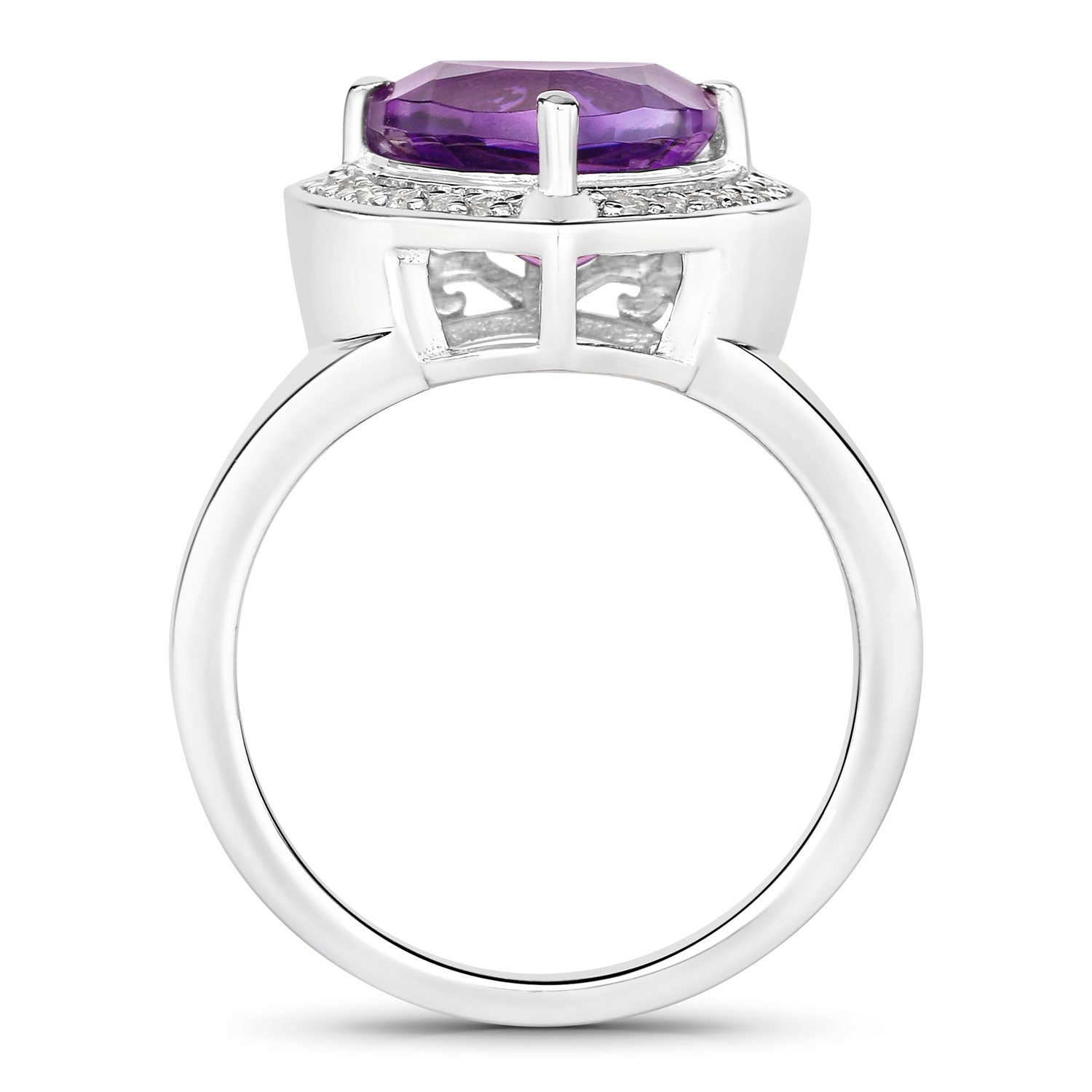 Amethyst & Diamond Sterling Silver Ring (2.91 ct) - view1