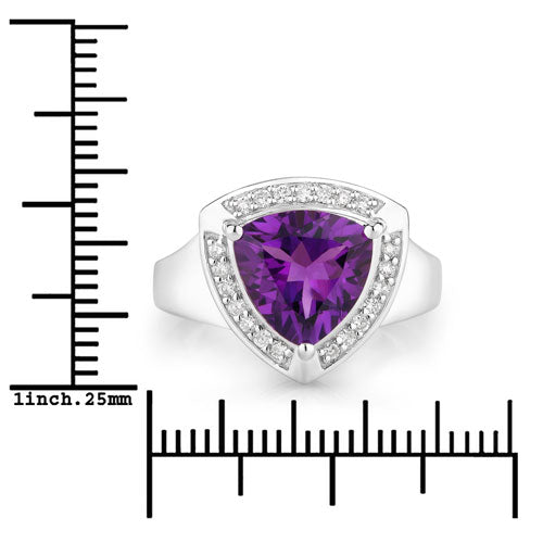 Amethyst & Diamond Sterling Silver Ring (2.91 ct)