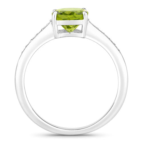 Peridot & Diamond Sterling Silver Ring (1.80 ct) Style B