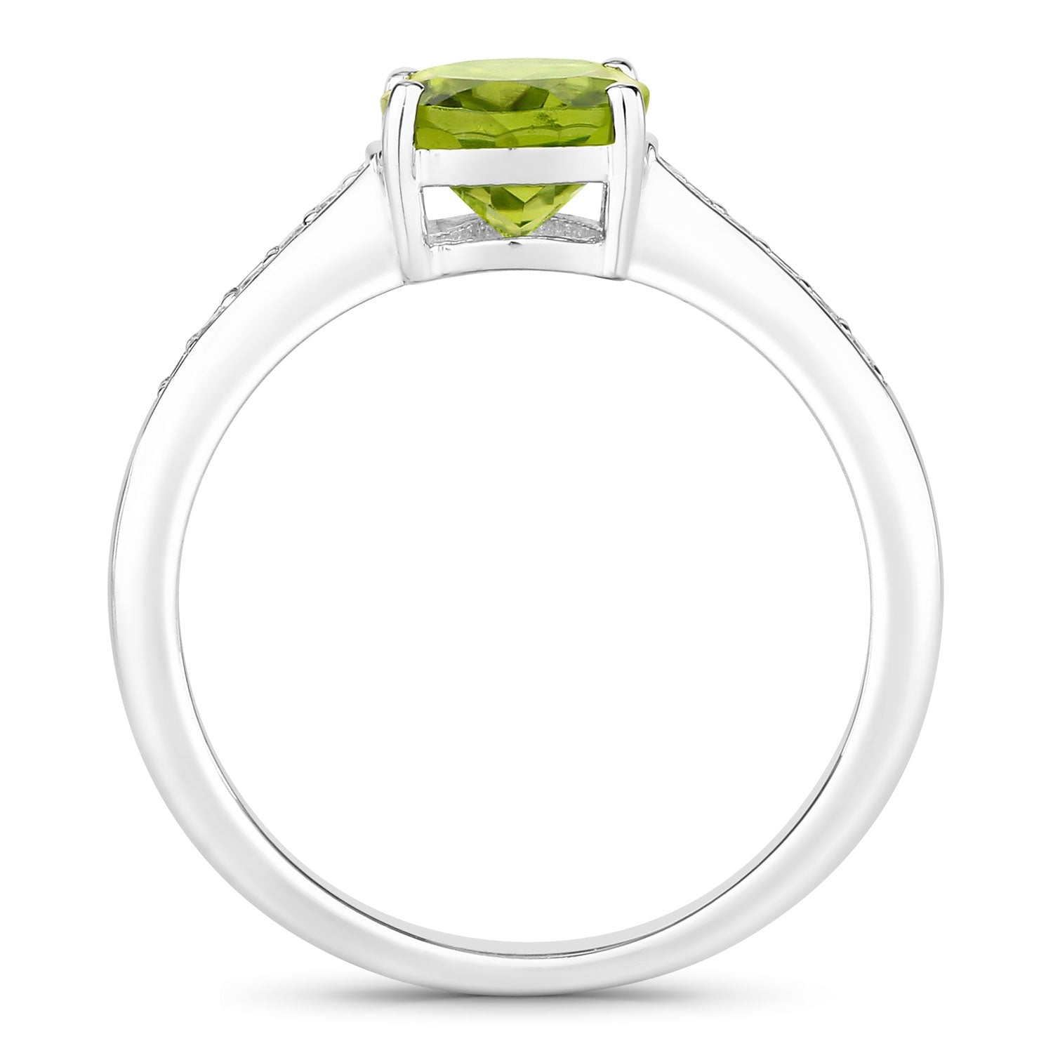 Peridot & Diamond Sterling Silver Ring (1.80 ct) Style B - view1