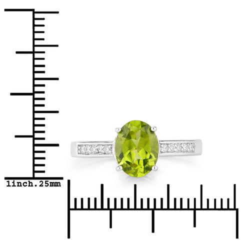 Peridot & Diamond Sterling Silver Ring (1.80 ct) Style B