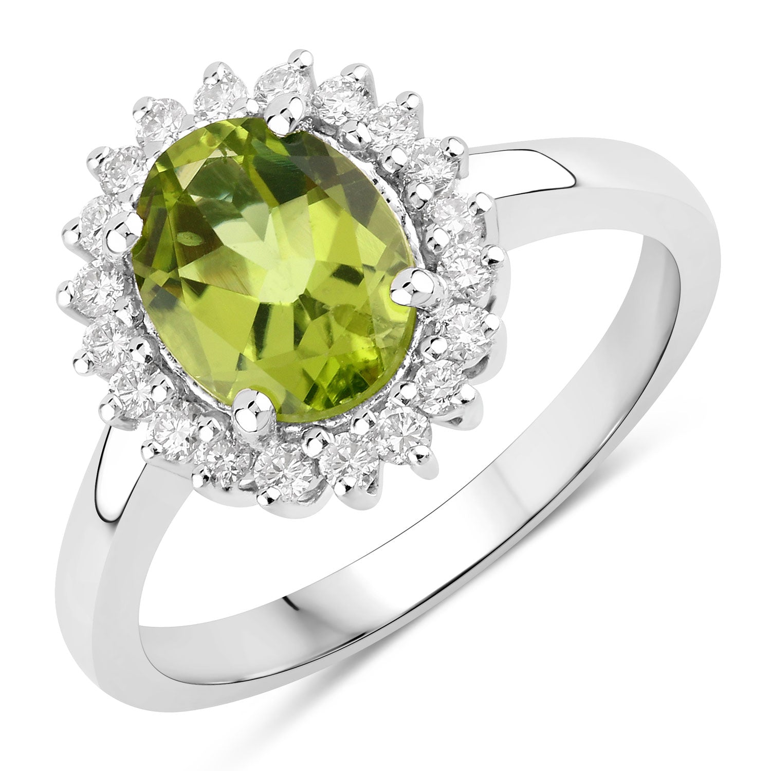 Peridot & Diamond Sterling Silver Ring (1.92 ct) - gallery