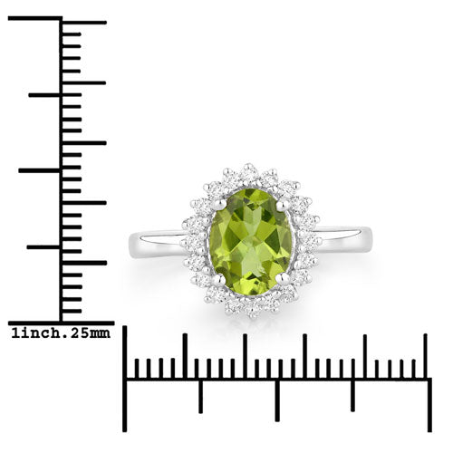 Peridot & Diamond Sterling Silver Ring (1.92 ct)