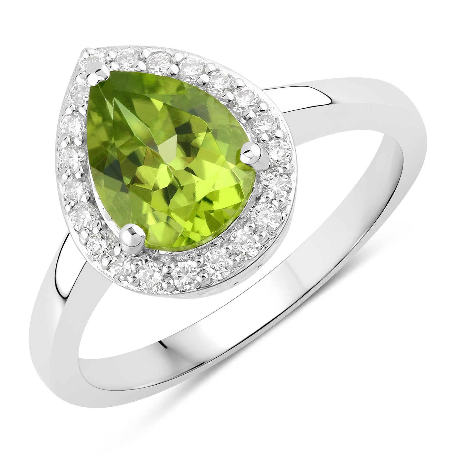 Peridot & Diamond Sterling Silver Ring (1.67 ct) - gallery