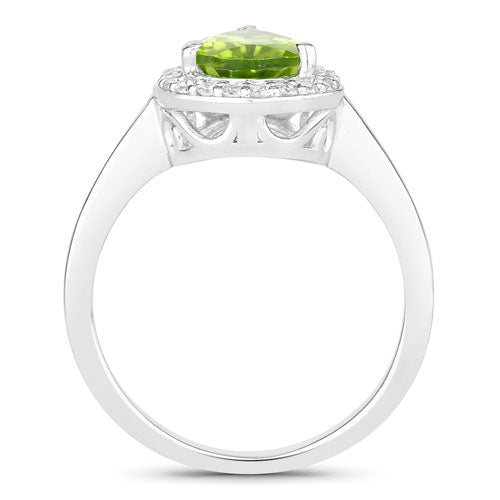 Peridot & Diamond Sterling Silver Ring (1.67 ct)