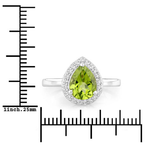 Peridot & Diamond Sterling Silver Ring (1.67 ct)