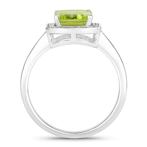 Peridot & Diamond Sterling Silver Ring (1.90 ct)