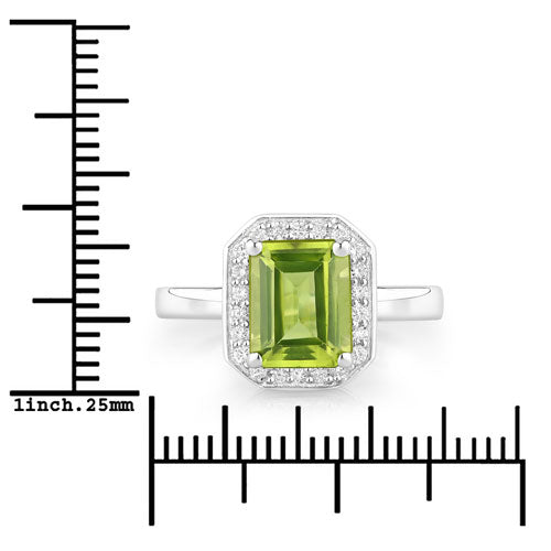Peridot & Diamond Sterling Silver Ring (1.90 ct)