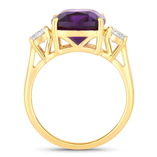 Amethyst & Diamond Sterling Silver Ring (4.70 ct)