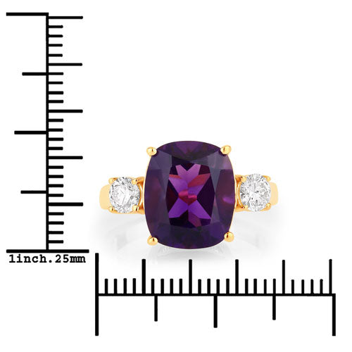 Amethyst & Diamond Sterling Silver Ring (4.70 ct)