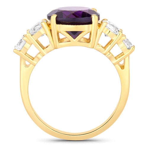 Amethyst & Diamond Sterling Silver Ring (4.32 ct)