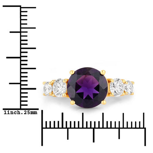 Amethyst & Diamond Sterling Silver Ring (4.32 ct)