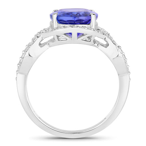 Tanzanite & Diamond 14K White Gold Ring Style I