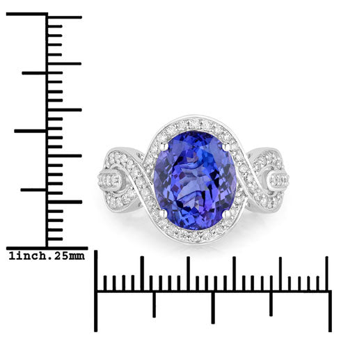 Tanzanite & Diamond 14K White Gold Ring Style I