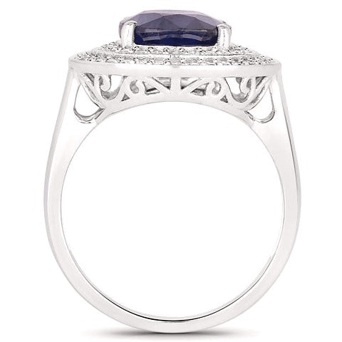 Blue Sapphire 14K White Gold Ring (4.82 ct)