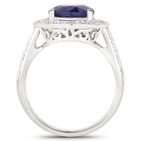 Blue Sapphire 14K White Gold Ring (4.74 ct)