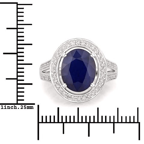 Blue Sapphire 14K White Gold Ring (4.74 ct)