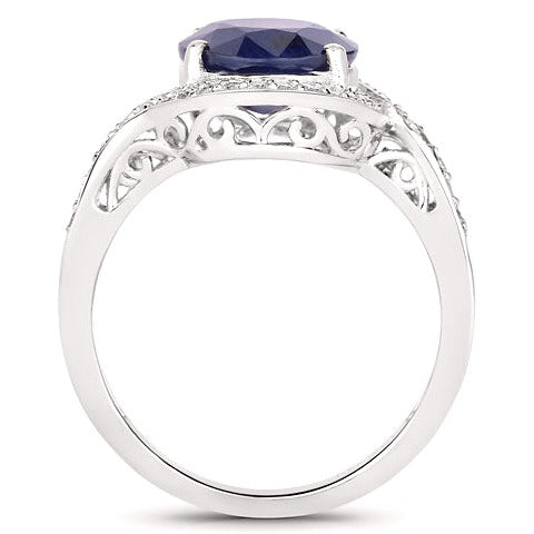 Blue Sapphire 14K White Gold Ring (4.69 ct)