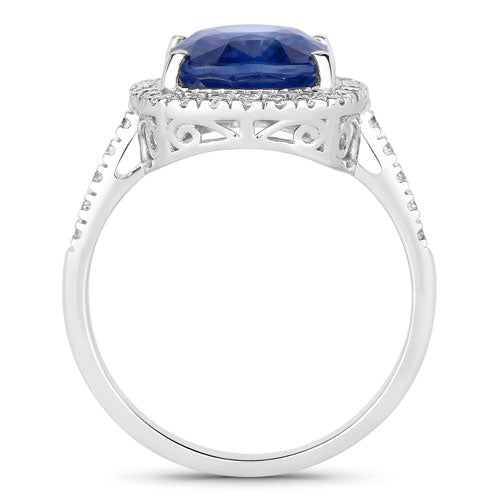 Ceylon Blue Sapphire 18K White Gold Ring (4.83 ct)