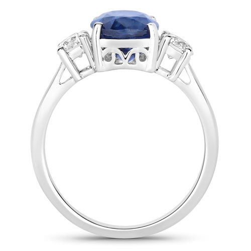 Ceylon Blue Sapphire 18K White Gold Ring (4.35 ct)