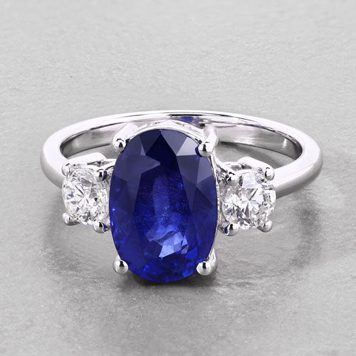 Ceylon Blue Sapphire 18K White Gold Ring (4.35 ct)
