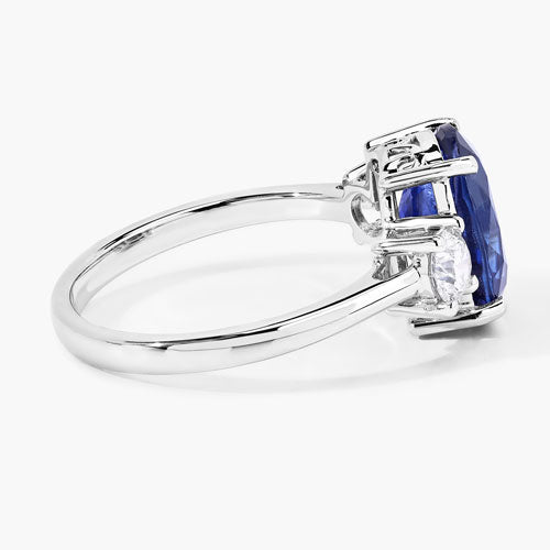 Ceylon Blue Sapphire 18K White Gold Ring (4.35 ct)