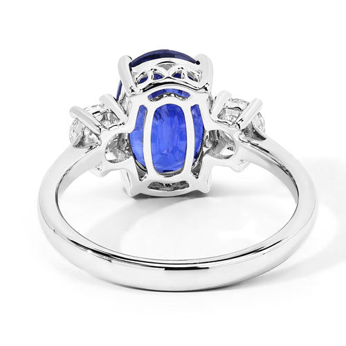 Ceylon Blue Sapphire 18K White Gold Ring (4.35 ct)