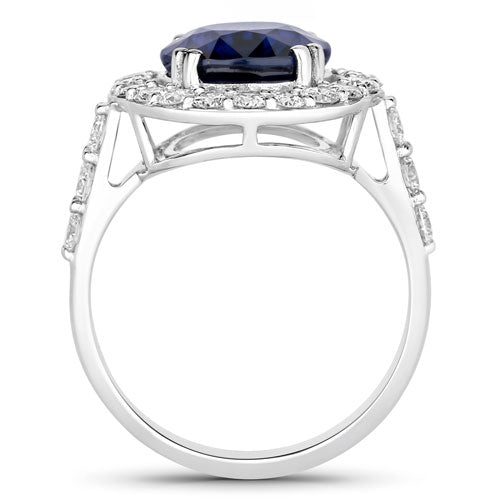 Ceylon Blue Sapphire 18K White Gold Ring (5.75 ct)