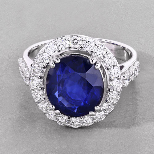 Ceylon Blue Sapphire 18K White Gold Ring (5.75 ct)