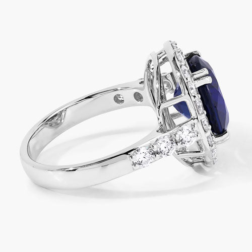 Ceylon Blue Sapphire 18K White Gold Ring (5.75 ct)
