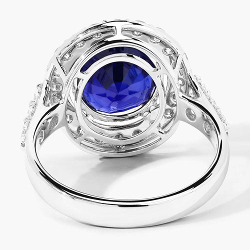 Ceylon Blue Sapphire 18K White Gold Ring (5.75 ct)