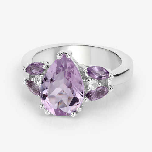 Amethyst & Topaz Sterling Silver Ring (3.20 ct) Style C