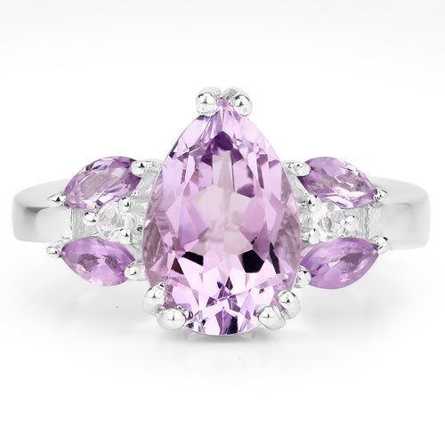 Amethyst & Topaz Sterling Silver Ring (3.20 ct) Style C