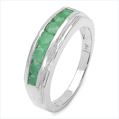 Emerald Sterling Silver Ring (0.73 ct)