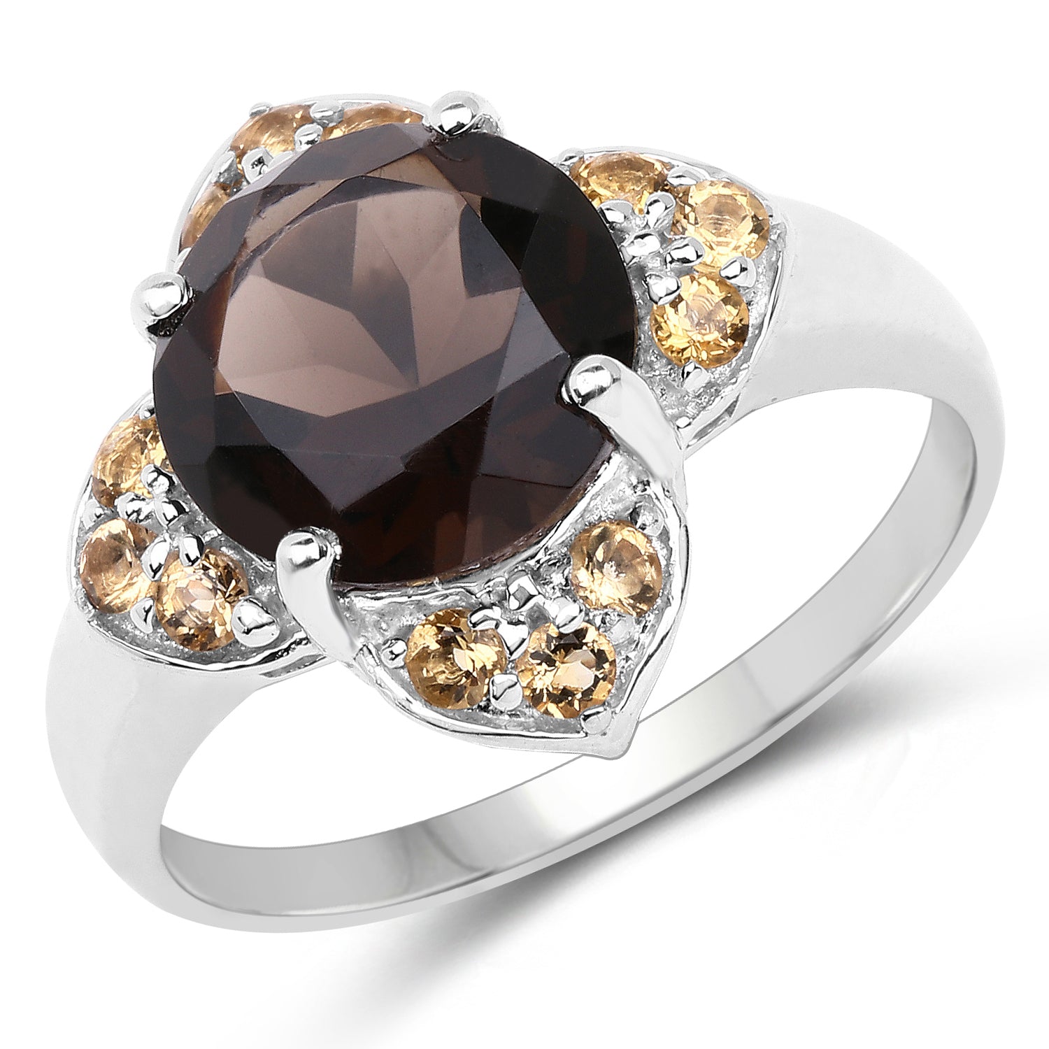 Smoky Quartz & Citrine Sterling Silver Ring (3.47 ct) - gallery