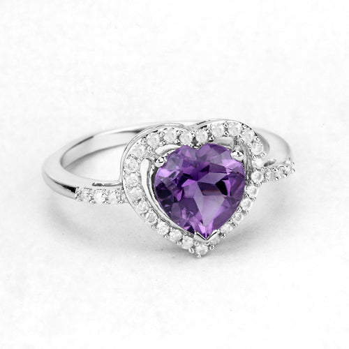 Amethyst 10K White Gold Ring