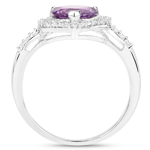 Amethyst 10K White Gold Ring