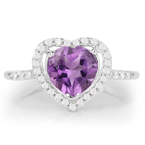 Amethyst 10K White Gold Ring