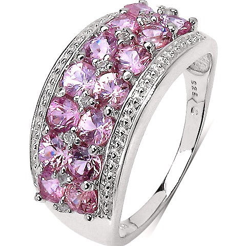 Pink Sapphire & White Topaz Sterling Silver Ring